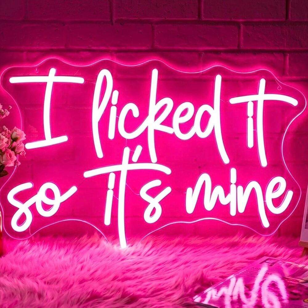 I Licked It So It’s Mine Neon Sign Pink LED Funny Night Light Room Wall Decor